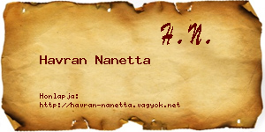 Havran Nanetta névjegykártya